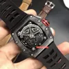 Boutique Men039s Hochwertige Armbanduhr Schwarze Edelstahl -Hülle Schwarze Gummi -Gurt Uhren Automatische mechanische Sport 9114886