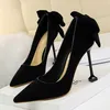 Bayanlar Kelebek-düğüm siyah topuklu kadın topuklu yüksek topuklu kadınlar İtalyan ayakkabı pompaları kadın tasarımcılar düğün ayakkabı seksi ayakkabı stiletto tacones