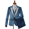 Жестокие жениха Bridalaffair жениха Rose Red Peak Lapel Cust Swedding Men's Blazer Suits.