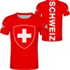 Zwitserland T-shirt DIY Free Custom Made Name Number Che T-shirt Nation Flags Ch Red German Country College Print Photo Kleding