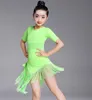 Vêtements de scène mi-longs manches dentelle maille Mordern robes de danse de salon pour enfants Sexy Salsa Tango jupe enfants robe de danse latine filles