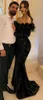 2020 Arabiska Aso Ebi Black Mermaid Sparkly Evening Dresses Långärmade Sexiga Prom Klänningar Sequined Formal Party Andra receptionen Gäster ZJ245