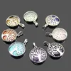 Natural Stone white Turuoise Tree of life pendant opal pink crystal life tree charms for women necklace