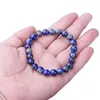 Pulsera de cuentas elástica de cristal curativo de lapislázuli preciosa Natural de 8mm para regalo de amistad Unisex joyería hecha a mano