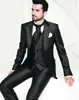 Classic Design Shiny Black Groom Tuxedos Notch Lapel One Button Groomsmen Mężczyzna Suknia Ślubna Doskonałe garnitury (kurtka + spodnie + kamizelka + krawat) 369