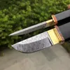 Promotion Small VG10 Damascus Steel Drop Point Blade Ebony Handle Mini Collectalble Knife With Wood Sheath