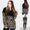 Women Fleece Hoodie Leopard Patchwork Sherpa Pullovers Sweatshirt V-Neck Zipper Sweaters Long Sleeve Tops Women Winter Fall Tees GGA3024-5