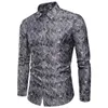 Heren Zijde Satijn Trouwjurk Shirts 2019 Stijlvolle Onregelmatige Print Tuxedo Shirt Heren Casual Lange Mouw Slim Fit Camisa Masculina8775043