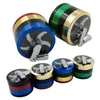 Zinklegering metalen slijpmachines 4 lagen diameter 63 mm grinders gekleurde handgreep kruidmolen roken accessoires gr184