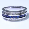 Choucong nova chegada moda jóias 10kt ouro branco preenchimento princesa corte azul safira cz diamante masculino anel de banda de casamento for213n