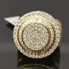 anello hiphop maschile color oro Pave Crystal cz Big Statement Engagement Wedding Band Rings per uomo Rock Party Jewelry