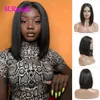 Cabelo humano curto rendas frente perucas Para As Mulheres Negras Brasileiro Do Cabelo Virgem Bob Peruca com Pré Arrancadas Da Linha Fina branqueada nós perucas de cabelo humano