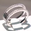 Infinity Köpüklü Lüks Takı Gerçek 100% 925 Ayar Gümüş Beyaz 5A CZ Elmas Taşlar Promise Düğün Nişan Band Yüzük Hediye