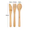 Eco-Friendly Bamboo Flatware Sets 16cm Knife Fork Spoon for Kids Children Outdoor Travel Dinnerware Cutlery