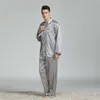 2019 Silk Men Pajama Sets Sleep Solid Satin Sleepwear Men Summer Suit Full Sleeve Silk Pyjama Men Pyjamas Male#g2 V191216278Q