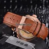 New Rose Gold Case Gig Dage Datograph 403 041 Black Dial White Subdial Hand-winding Automatic Mens Watch Leather Strap Watches Tim248H