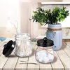 70mm Mason Jar Antique Apothecary Lids Vanity Organizer- Silver Oil Rubbed Bronze Matte Black Canister Glass for Cotton Swabs - No Jars