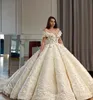 Princesse robe de bal hors des épaules robes de mariée glamour luxueux appliques église formelle mariée robes de mariée plus la taille sur mesure