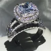 Choucong Vintage Court Ring White Gold Filled Diamante de Noivado Anéis de Casamento Banda Para As Mulheres de Noiva Dedo Jóias