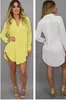 Summer Sexy V Neck Short Beach Dress Chiffon White Mini Loose Casual T Shirt Plus Size Women Clothing2127