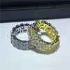 輝く男性のHiphop Ring Gold 925銀4mm 5A CZストーンパーティーウェディングバンドリング男性ロックジュエリーギフト