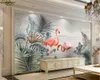 Beibehang Custom 3D tapete handgemalte Nordic pflanze blätter blumen und vögel TV hintergrund wand malerei papel de parede