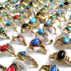 30pcs Wholesale Mixed Turquoise female women girls Rings Cool Rings Unique fashion gold Vintage Retro Jewelry