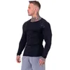 Męska Designer Designer T-shirt Sportowy Outdoor Fitness Fit Slim Mięśni Męska Z Długim Rękawem Runda Neck Oddychająca Tight Bluza Hurtownia