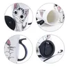 Tasse créative en céramique de chat de 600ml, avec couvercle et cuillère, tasse de café au lait de dessin animé, tasses en porcelaine, jolis cadeaux, meilleures ventes