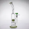 28cm Çanak Ölcü 14.4mm Nargile Floresan Yeşil Cam Bongs iki fonksiyon konularında Dab Rigs Lastik Perc Kol Ağacı Dab Donanımları Sigara Bong