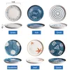 Hand Painted Blue Japanese Round Plates 8 10 inch Porcelain Dishes for Sushi Kaiseki Pastry Dessert Cake Appetizer Sandwich