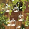 Kulka Kulka Kształt Wyczyść Wiszące Szkło Wazon Kwiat Rośliny Terrarium Wazon Pojemnik Micro Krajobraz DIY Wedding Home Decoration