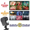 Natal halloween laser projetores 12 filmes discoteca luz mini janela home theater projetor interior wonderland ao ar livre