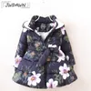 花の印刷されたパーカーガールズジャケットの女の子のコート2018熱い販売フリース暖かい子供のフード付き厚いジャケット子供服