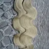 body wave tape in human hair extensions 40 stuks maagdelijk braziliaanse golfhaar pu huid inslag tape op in remy hair extensions 60 Plati8304073