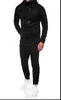 Men Tracksuit Set Zip Up Hoodie Men's Sets Suits Set Solid Black Autumn Top Bottoms Jogging Joggers Gym Slim Fit