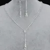 2019 Bling Crystal Bridal Jewelry Set Srebrny naszyjnik Diamentowe kolczyki