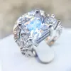 Yhamni Ny ankomst 100% 925 Sterling Silver Wedding Ring Set för kvinnor Bride Engagement Fashion Jewelry Bands Gift LRA0257245K