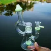 Brilho na bola escura mini vidro bong narizs slitted donut perc plataformas petrolíferas duchahehead Dab equipamento 14mm articulação verde tubulações de água tubulações