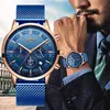 Lige Nieuwe Heren Horloges Mannelijke Mode Topmerk Luxe Rvs Blue Quartz Horloge Mannen Casual Sport Waterdichte Horloge Relojes V191115