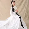 Chiński Ludowy Dance Ubrania Orientalne Dziewczyna Biały Kostium Starożytne Chiny Wróżka Hanfu Sukienka Wschód Azjatycki Styl Świeży Elegancki Sword Lady
