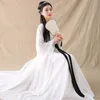 Abiti da danza popolare cinese Ragazza orientale Costume bianco Antica Cina Fata Hanfu Abito Stile asiatico orientale Fresco ed elegante spada Lady