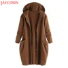 Mode Frauen Winter Warm Outwear Feste Kapuze Taschen Mäntel Weibliche Lange Sleeve Zipper Verdicken Retro Mantel Dropship Nov.18