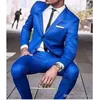 Trajes de boda para hombre de color azul real, esmoquin a medida para novio, padrino de boda, conjunto de 2 piezas (abrigo + pantalones) hecho a medida
