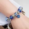 Nieuwe Royal Blue Crystal Hanger Armband Verzilverd Originele Doos Set Geschikt voor Pandora DIY Castle Beaded Armband Holiday Gift