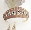 2019 prachtige prinses bruiloft kronen bruids juweel hoofdeces tiara's voor vrouwen zilveren metalen kristal strass barokke hoofdbanden + oorbellen