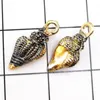 Bulk 200pcs / lote, 9x20mm, esmalte Conch encantos pingente, descobertas de jóias, bracelete de artesanato DIY charme, tom de ouro