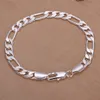 Högkvalitativ 925 Sterling Silver '8m Flat Tre En Armband Halsband Set - Män Smycken Set DFMSS169 Helt ny fabrik Direkt 925 Silver