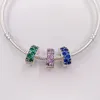 Andy Jewel Autentico 925 Sterling Silver Beads Viola Mosaico Brillante Eleganza Spacer Clip Charms Adatto per bracciali gioielli stile Pandora europeo Neckla