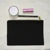 Black cosmetic bag 10 oz canvas blank makeup pouch black toiletry bag gold metal zipper pouch for Vinyl